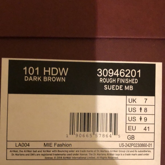 Made in England Suede Dr Martens 101 size 9 women’s/8 men’s - Picture 5 of 5